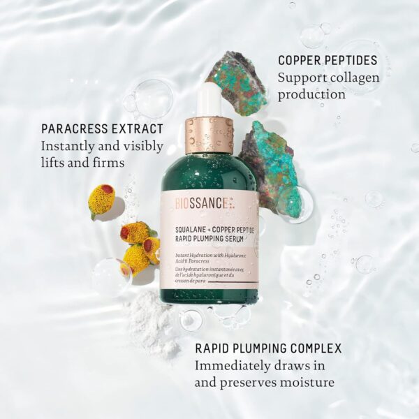 BIOSSANCE Squalane + Copper Peptide Rapid Plumping Serum – Hydrating & Firming Face Serum